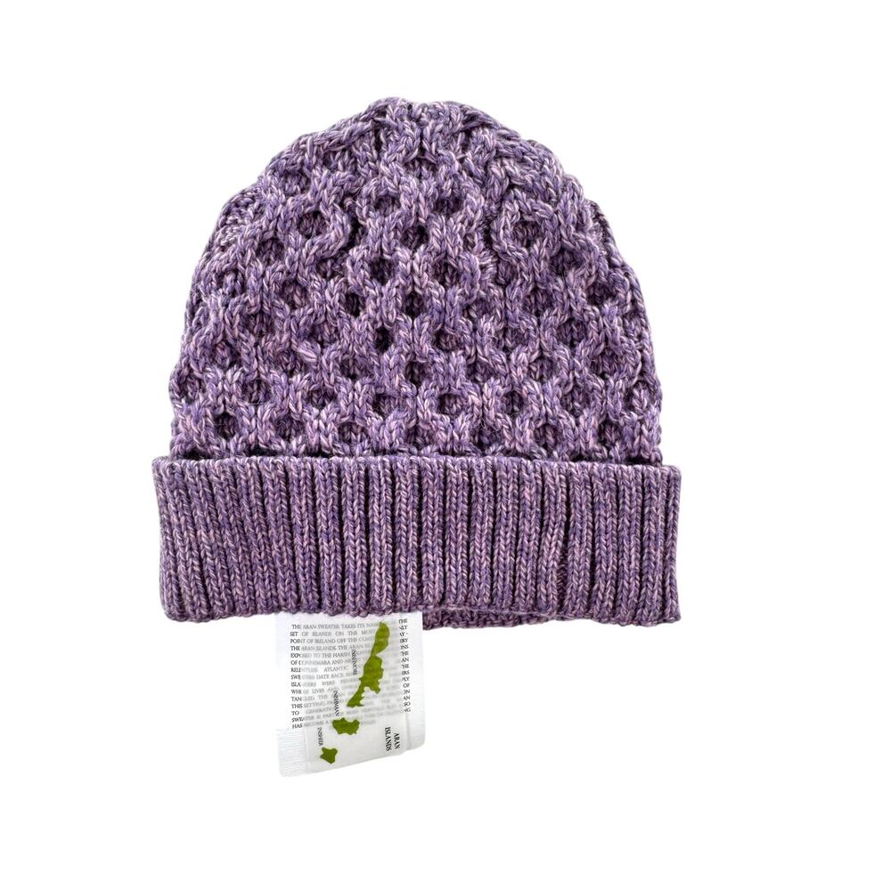 Original Aran Co 100% New Merino Wool Purple Beanie NWT One Size Knit